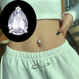 925 Silver Water Drop Belly Button Ring