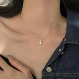 925 Silver Bohemian Symbol Chain Necklace with Pearl Initial Pendant