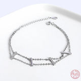 925 Silver Bohemian Crystal Double-Layer Bracelet Women Beach Surfing Jewelry
