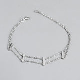 925 Silver Bohemian Crystal Double-Layer Bracelet Women Beach Surfing Jewelry
