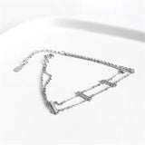 925 Silver Bohemian Crystal Double-Layer Bracelet Women Beach Surfing Jewelry