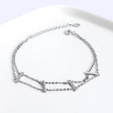 925 Silver Bohemian Crystal Double-Layer Bracelet Women Beach Surfing Jewelry