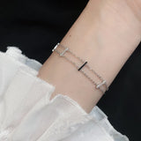 925 Silver Bohemian Crystal Double-Layer Bracelet Women Beach Surfing Jewelry
