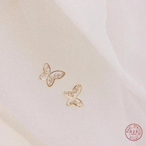 925 Silver Boho Hollow Butterfly Earrings Small Casual Jewelry