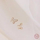 925 Silver Boho Hollow Butterfly Earrings Small Casual Jewelry