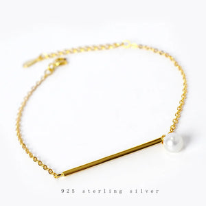 925 Silver Bohemian Pearl Chain Bracelet Women Beach Jewelry
