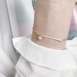 925 Silver Bohemian Pearl Chain Bracelet Women Beach Jewelry