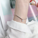 925 Silver Bohemian Pearl Chain Bracelet Women Beach Jewelry