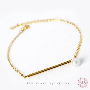 925 Silver Bohemian Pearl Chain Bracelet Women Beach Jewelry