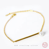 925 Silver Bohemian Pearl Chain Bracelet Women Beach Jewelry
