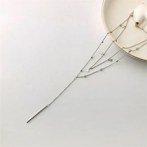 925 Silver Boho Double Star Necklace for Women