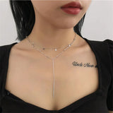 925 Silver Boho Double Star Necklace for Women