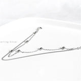 925 Silver Bohemian Round Bead Double Bracelet Party Jewelry Gift
