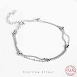 925 Silver Bohemian Round Bead Double Bracelet Party Jewelry Gift