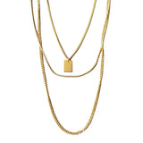 925 Silver Bohemian Square Pendant Multi-layer Necklace Women Holiday Jewelry