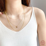 925 Silver Bohemian Square Pendant Multi-layer Necklace Women Holiday Jewelry