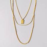 925 Silver Bohemian Square Pendant Multi-layer Necklace Women Holiday Jewelry