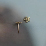 925 Silver Boho Diamond Flower Earrings Plating 14k