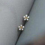 925 Silver Boho Diamond Flower Earrings Plating 14k