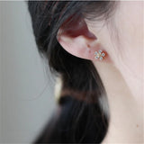 925 Silver Boho Diamond Flower Earrings Plating 14k