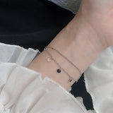 925 Silver Boho Disc Accessory Double Layer Bracelet Women Adjustable