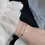 925 Silver Boho Disc Accessory Double Layer Bracelet Women Adjustable