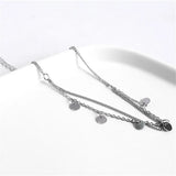 925 Silver Boho Disc Accessory Double Layer Bracelet Women Adjustable