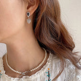925 Silver Boho Tassel Dangle Earrings Zircon Heart Drop Earrings