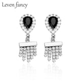 925 Silver Boho Tassel Dangle Earrings Zircon Heart Drop Earrings
