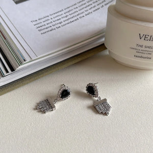 925 Silver Boho Tassel Dangle Earrings Zircon Heart Drop Earrings