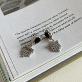 925 Silver Boho Tassel Dangle Earrings Zircon Heart Drop Earrings