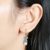 925 Silver Vintage Dangling Earrings Women Boho Shell Simulated-pearl Zircon