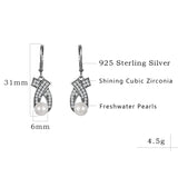 925 Silver Vintage Dangling Earrings Women Boho Shell Simulated-pearl Zircon