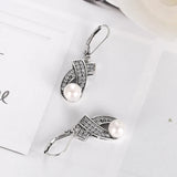 925 Silver Vintage Dangling Earrings Women Boho Shell Simulated-pearl Zircon