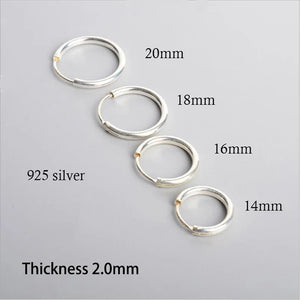 925 Silver Bold Hoop Earrings Thicker Round Circle Earrings Hoops Ear Rings
