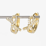 925 Silver Bow CZ Hoop Earrings Women's Jewelry