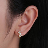 925 Silver Bow CZ Hoop Earrings Women's Jewelry