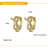 925 Silver Bow CZ Hoop Earrings Women's Jewelry