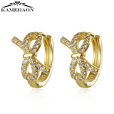 925 Silver Bow CZ Hoop Earrings Women's Jewelry