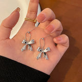 925 Silver Bow Earrings Charm High Earrings Birthday Party Gift for Women