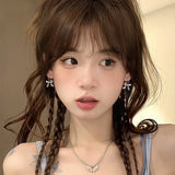 925 Silver Bow Earrings Charm High Earrings Birthday Party Gift for Women