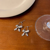 925 Silver Bow Earrings Charm High Earrings Birthday Party Gift for Women