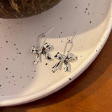 925 Silver Bow Earrings Charm High Earrings Birthday Party Gift for Women