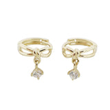 925 Silver Bow Earrings Zircon Pendant European Style
