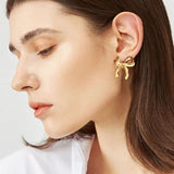 925 Sterling Silver Bow Earrings 18K Irregular Stud Kpop Y2k Accessories
