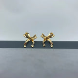925 Sterling Silver Bow Earrings 18K Irregular Stud Kpop Y2k Accessories