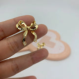 925 Sterling Silver Bow Earrings 18K Irregular Stud Kpop Y2k Accessories