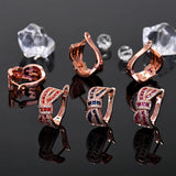 925 Silver Bow Knot Stud Earrings Red CZ Rose Plated Women's Jewelry Gift