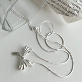 925 Silver Bow Lace Choker Necklace Women Fine Jewelry