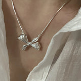 925 Silver Bow Lace Choker Necklace Women Fine Jewelry